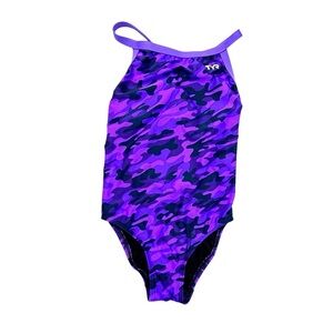TYR | Girls' Camo Diamondfit One Piece Swimsuit Purple Camo, Size 26